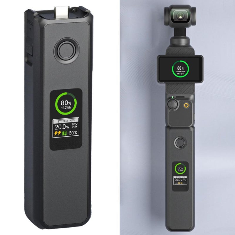 Battery Handle Compatible with DJI osmo Pocket 3,with Digital Screen, Built-in 5000mAh Battery,Smart Fast Charging Battery Life Handle Sports Camera Accessories - Image 1